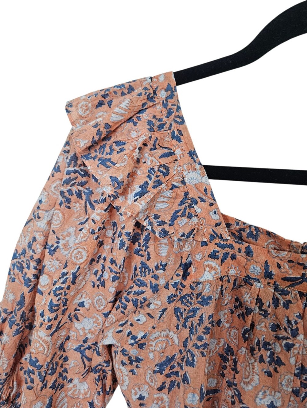 Cleobella Mariana Puff Short Sleeve Blouse Top Floral Print Ruffled Pink XS - Picture 7 of 16